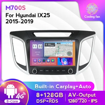 אנדרואיד 8 ליבות 8+128G הרדיו ברכב נגן מולטימדיה עבור יונדאי מלון כרתה ix25 2015-2019 ניווט GPS Carplay+Auto WIFI 4G LTE BT