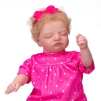 NPK 49CM גוף רך ביבי בובות התינוק נולד מחדש שוכבת ילדה רוזלי גוף רך מושרש שיער בלונדיני