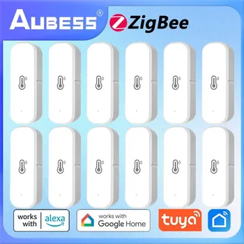 Aubess ZigBee טמפרטורה חיישן הלחות מקורה מד לחות בית חכם מערכת אזעקת אבטחה Tuya חכם החיים אלקסה