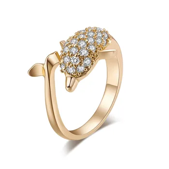 אופנה אוסטריה קריסטל טבעות זהב צבע האצבע דולפין טבעת נישואין אירוסין זרקונים טבעות לנשים הסיטונאי החדש.