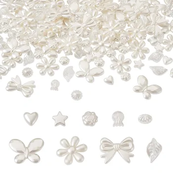 180Pcs פלסטיק ABS חיקוי פרל חרוזים כוכב פרח לב אקריליק חרוזים DIY עגיל Hairclips ליצירת תכשיטים ואביזרים