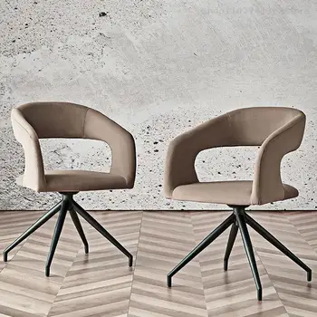 משענת יד המסתובב כסאות אוכל מודרניים עור מינימליסטי חדר שינה כיסא הטרקלין מעצב למשרד לבן השידה Silla רהיטים