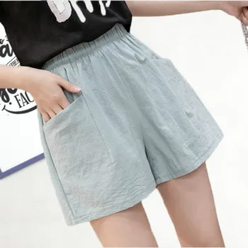 2023 חדש של נשים מכנסיים קצרים בקיץ חם מקרית כותנה פשתן קצרים בתוספת גודל בינוני קצר המותניים אופנה אישה אופנת רחוב במכנסיים קצרים.