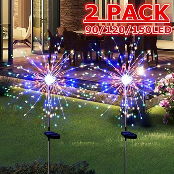 2 Pack 90/120/150 נוריות LED שמש דינור פיות אורות חיצוני עמיד למים קישוט הגן הדשא מסלול אורות השמש החיצונית