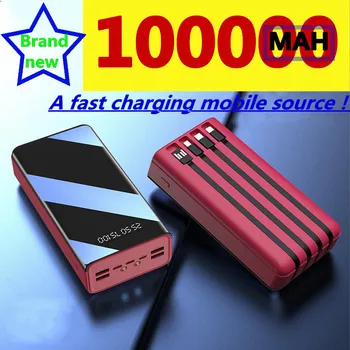 בנק כוח 100000Mah סוג C Micro USB טעינה מהירה כוח הבנק תצוגת Led נייד סוללה חיצונית מטען עבור הטלפון Tablet
