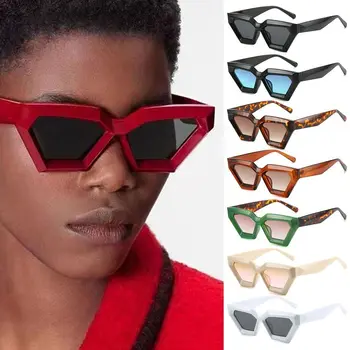 בציר מצולע Cateye משקפי שמש עתידני עבה מסגרת מרובעת משקפי שמש במגמת נשים גברים Sunnies