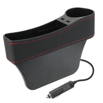 אוטומטי המושב הפער Dual USB מטען הטלפון בקבוק כוסות מחזיק המושב ארגונית אחסון מושב-הפער שספת עור אביזרי רכב