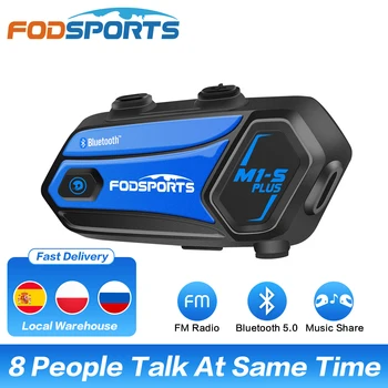 Fodsports M1-S Plus הקסדה אינטרקום דיבורית לאופנוע Bluetooth אינטרקום 8 הפרש 2000M הפנימי FM שיתוף מוזיקה BT5.0