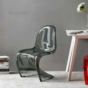אירופה אקרילי פלסטיק בסלון כיסאות שקופים האוכל הכיסא ביתיים בצורת כורסא מעצב הרהיטים בסלון