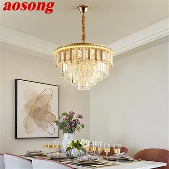 AOSONG נברשת זהב תליון מנורה הפוסט-מודרנית יוקרה אור הביתה LED מתקן חי בחדר האוכל