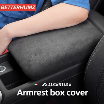 אלקנטרה עבור אאודי A4 B9 A5 Sportback S4 S5 2017-2021 הרכב משענת יד קופסא לאחסון פנל כיסוי לקצץ מדבקה אוטומטי הפנים אביזרים
