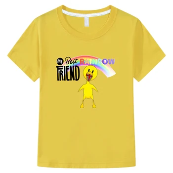 צהוב קשת חברים משחק הדפס טי-שירט מצחיק גרפיקה קריקטורה מודפסת Tshirts לילדים קיץ 100% כותנה Tees בנים/בנות