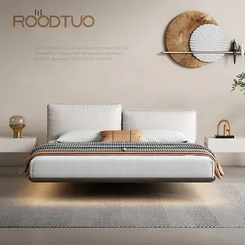 השעיה מיטה מעור איטלקי חדש השינה המודרני פשוט רך תיק המיטה ריהוט לבית מעצב מיטה זוגית קינג סייז