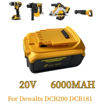 20V 6.0 אה סוללה נטענת עבור Dewalts DCB200 DCB181 החלפת מברג סוללות DCB183 DCB184 DCB185 DCB546 DCB20