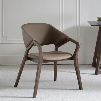 מחכה מעץ כיסא מרופד עור, קפה, כורסאות מודרני מינימליסטי שרפרף עץ אלון Massge הבר הסלון Silla ריהוט הבית