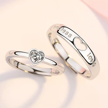 אופנה זירקון לב התאמת זוג טבעת לגברים נשים לנצח אהבה אינסופית פתיחת טבעת קסם האהבה תכשיטים לחתונה