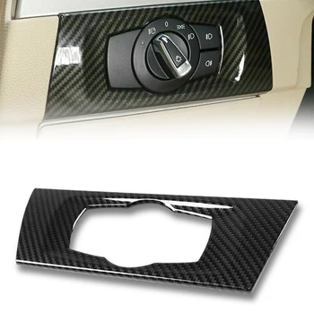 סיבי פחמן פנס מתג לקצץ עיצוב כיסוי מדבקות רכב סטיילינג ואביזרים עבור ב. מ. וו סדרה 3 E90 2012 2011 2010 2009 2005
