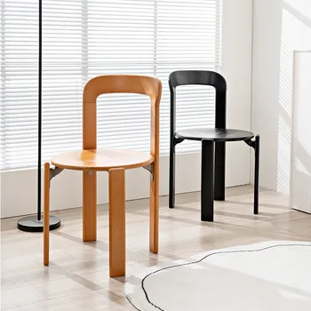 נורדי אור יוקרה מעץ מלא כסאות אוכל מודרניים פשוטים הביתה חדר האוכל הכיסא דירה קטנה יכולה להיות מוערם צבע הכיסאות