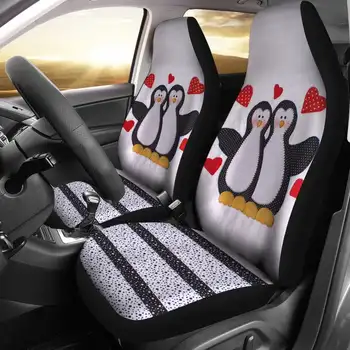 Pinguins הדפסת כיסויים לרכב סט 2 למחשב, אביזרי רכב כיסוי מושב
