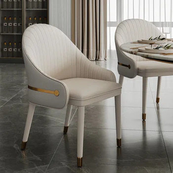 מודרני כסאות אוכל מעצב מינימליסטי כיסאות בחדר האוכל יצירתי עם משענת יד כיסאות עור על ריהוט הבית