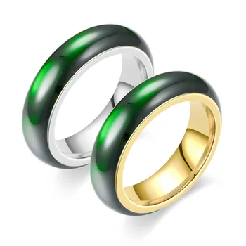 בציר טיטניום הטבעת עבור גברים, נשים, אופנה טבעת תכשיטים Y2k רטרו גיאומטריים נירוסטה ירוק זוג טבעות Anillos