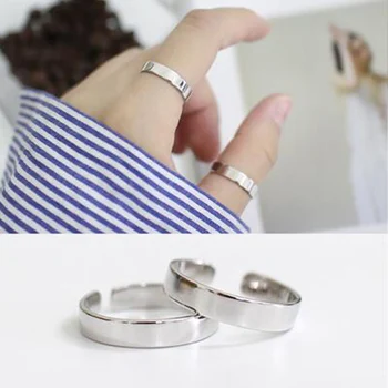 אמיתי סטרלינג 925 טבעות כסף קוריאני סגנון מינימליסטי מדגם סיבוב טבעת אצבע לגברים נשים החתונה בסדר תכשיטים ואביזרים