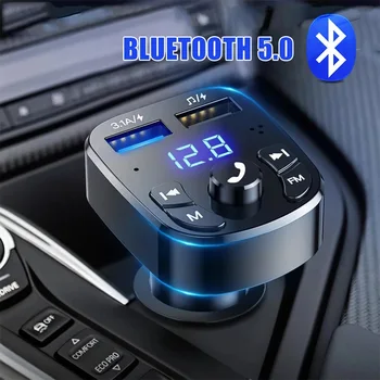 משדר Fm Bluetooth לרכב מתאם המכונית שחקן מטען מהיר 3.0 USB כפול מודד Aux 12V 24V רכב אביזרי אלקטרוניקה
