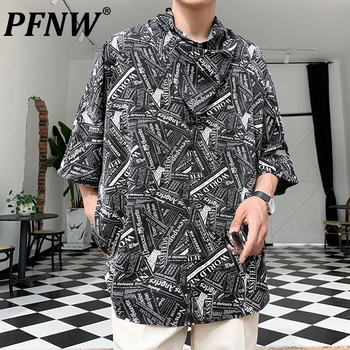 PFNW קיץ חדש לגברים Darkwear חולצות סדיר שרוול קצר רופף הדפסה Harajuku יומי רחוב ספורט Y2k מגמה מקסימום 28A3266
