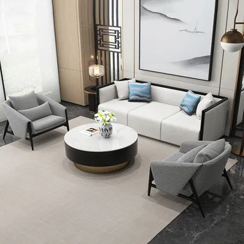 חדש בסגנון סיני מעץ מלא בד הספה משרד המכירות ומתן בות ' אור יוקרה שולחן קפה שילוב מלון וילה recept