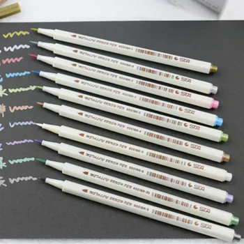10 יח ' צבעוני מתכתי עט סימון 10 צבעים DIY רעיונות מלאכת יד עמיד למים שמן עט אמנות עט סימון נייר מכתבים