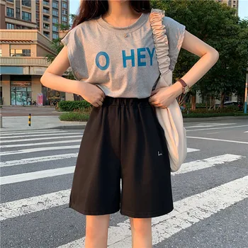 נשים הקצרים של הקיץ רכיבה על אופניים גבוהה המותניים harajuku ספורט אופנה גודל פלוס קוריאנית טרנינג קליל אופנת רחוב אסתטי בגדים